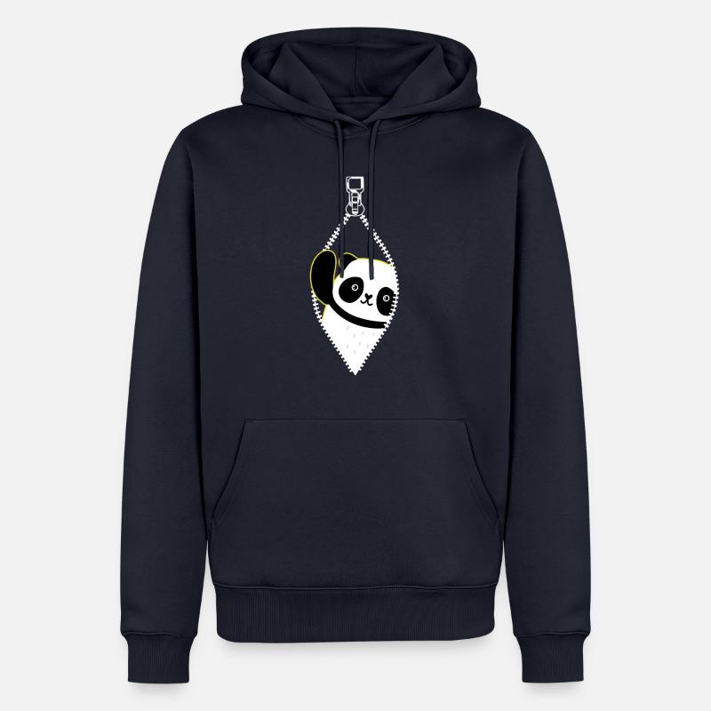Panda de la fermeture éclair - Sweat à capuche Premium bio Homme - bleu marine