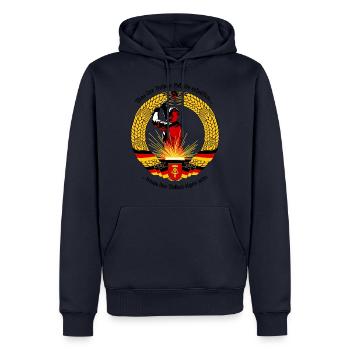 Was des Volkes Hände schaffen ... - Männer Premium Bio Hoodie - Navy - Vorne - Nico (187cm)