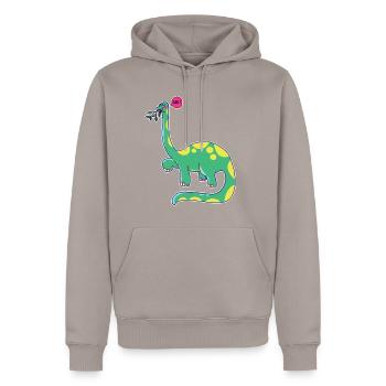Dinosaure est de mauvaise humeur - Sweat à capuche Premium bio Homme - taupe - Devant - Nico (187cm)