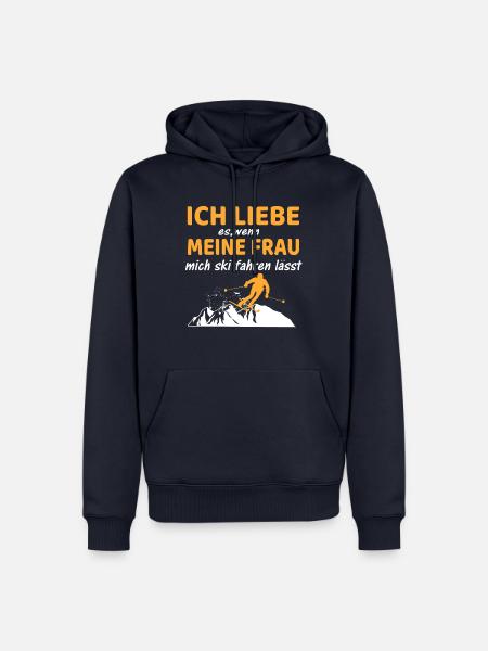 Ich liebe meine Frau Skifahren Skiurlaub Berge - Männer Premium Bio Hoodie - Navy