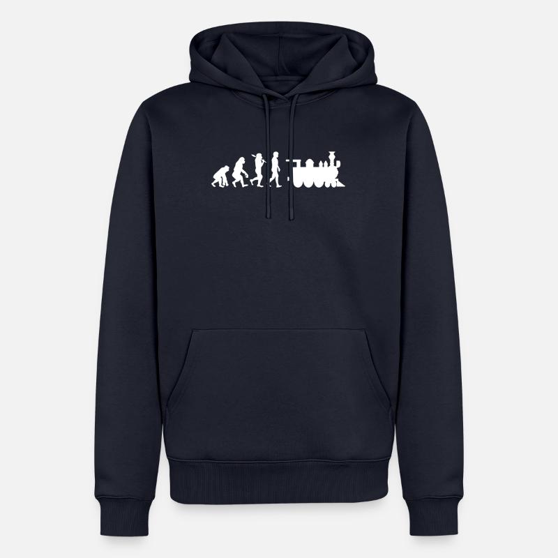 Evolution de la locomotive - Sweat à capuche Premium bio Homme - bleu marine