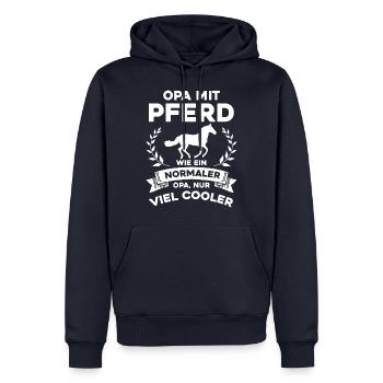 Opa mit Pferd - nur cooler - Männer Premium Bio Hoodie - Navy - Vorne - Nico (187cm)