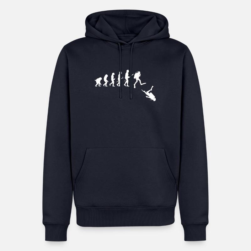Evolution du plongeur - Sweat à capuche Premium bio Homme - bleu marine