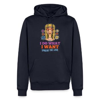 Je fais ce que je veux Femme Fille Hippie - Sweat à capuche Premium bio Homme - bleu marine - Devant - Nico (187cm)