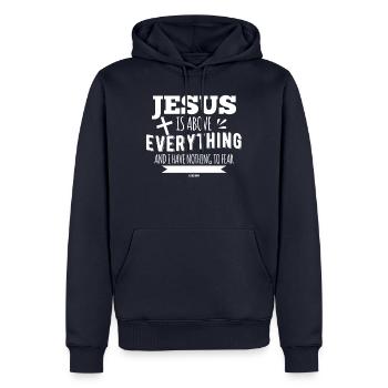 jésus - Sweat à capuche Premium bio Homme - bleu marine - Devant - Nico (187cm)