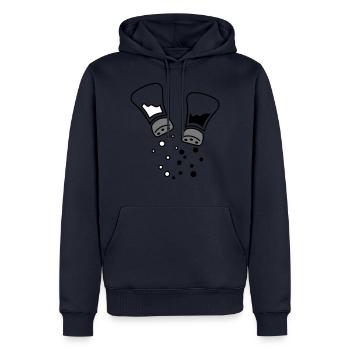 Salière et poivrière - des amis pour toujours :) - Sweat à capuche Premium bio Homme - bleu marine - Devant - Nico (187cm)
