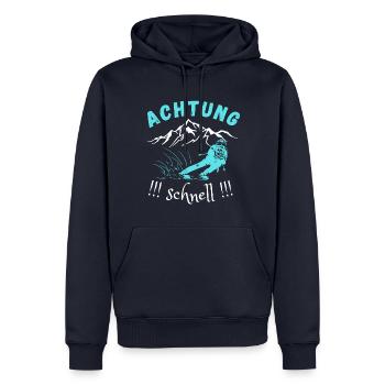 ACHTUNG SCHNELL SKI ABFAHRT SKIFAHRER BERGE MOTIV - Männer Premium Bio Hoodie - Navy - Vorne - Nico (187cm)