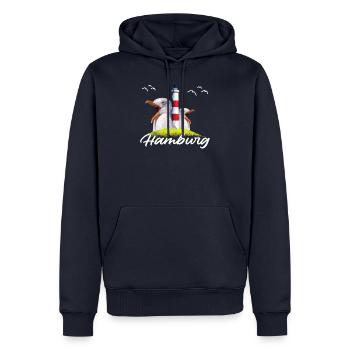 Hamburg Hamburger norddeutsch Möwe Geschenk - Männer Premium Bio Hoodie - Navy - Vorne - Nico (187cm)