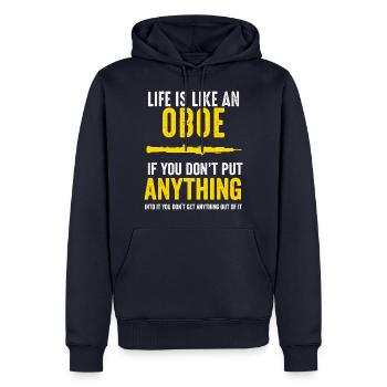 hautbois musique hautbois musicien orchestre - Sweat à capuche Premium bio Homme - bleu marine - Devant - Nico (187cm)