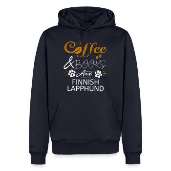 Livres de café finlandais Lapphund Chiens Lapphunds - Sweat à capuche Premium bio Homme - bleu marine - Devant - Nico (187cm)