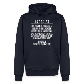Lagerist Logistiker Lager Gabelstaplerfahrer - Männer Premium Bio Hoodie - Navy - Vorne - Nico (187cm)