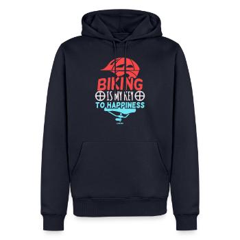 Biking vélo vélo VTT Sport - Sweat à capuche Premium bio Homme - bleu marine - Devant - Nico (187cm)