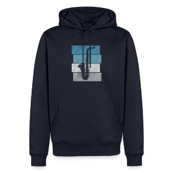 Vintage Saxophon Spieler Saxophon Jazz Geschenk - Männer Premium Bio Hoodie - Navy - Vorne - Nico (187cm)