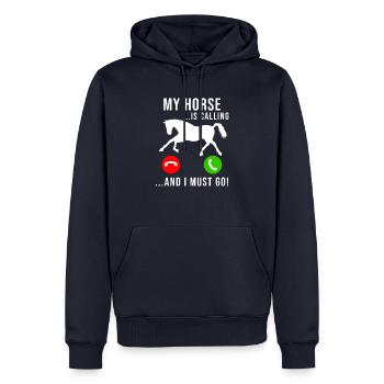 Pferd Ruft An Pferde Mädchen Lustig Reiten Stall - Männer Premium Bio Hoodie - Navy - Vorne - Nico (187cm)