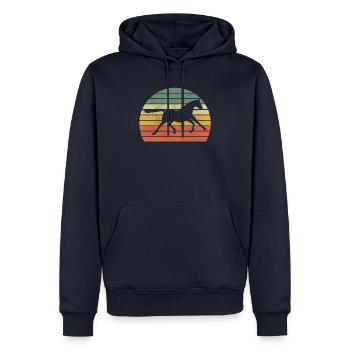Pony Retro Reiter Pferde Reitsport Reiten Pferd - Männer Premium Bio Hoodie - Navy - Vorne - Nico (187cm)
