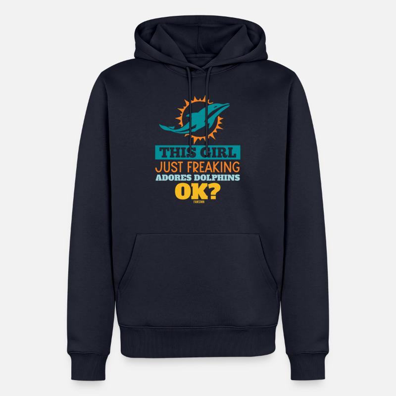 Mädchen liebt Delfine - Männer Premium Bio Hoodie - Navy