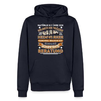 HEIMWERKER HOBBYHANDDWERKER & HANDWERK GESCHENKE - Männer Premium Bio Hoodie - Navy - Vorne - Nico (187cm)