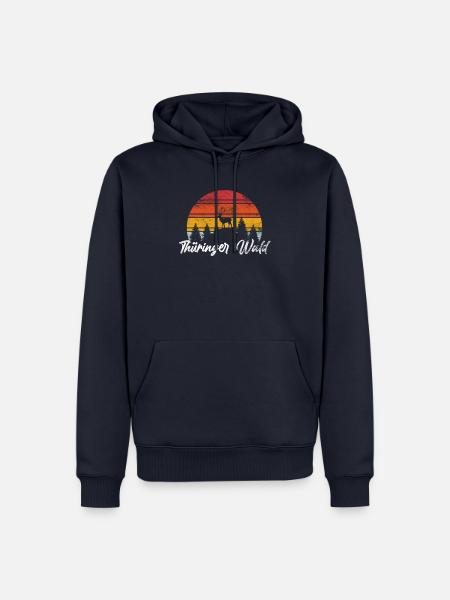 Baum Bäume Hirsch Thüringer Wald Geschenk Natur - Männer Premium Bio Hoodie - Navy