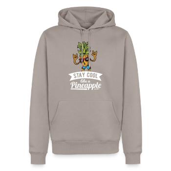 Ananas - Sweat à capuche Premium bio Homme - taupe - Devant - Nico (187cm)