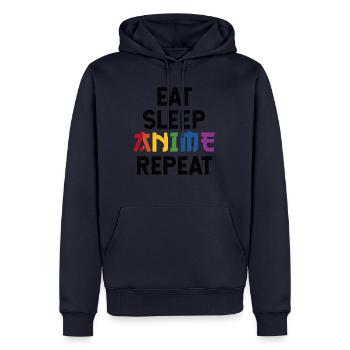 Eat Sleep Anime Repeat - Kawaii Manga Cadeau - Sweat à capuche Premium bio Homme - bleu marine - Devant - Nico (187cm)