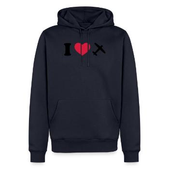 flugzeug - Männer Premium Bio Hoodie - Navy - Vorne - Nico (187cm)