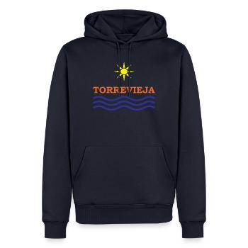 Soleil et Vagues Torrevieja Design - Sweat à capuche Premium bio Homme - bleu marine - Devant - Nico (187cm)