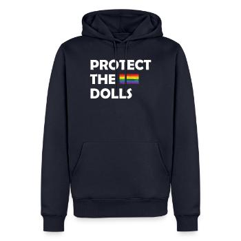 PROTECT THE DOLLS flag small - Männer Premium Bio Hoodie - Navy - Vorne - Nico (187cm)