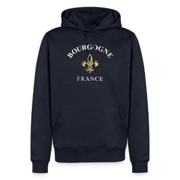 Borgogna Francia Francia - Felpa con cappuccio ecologica premium da uomo - blu navy - Fronte - Nico (187cm)