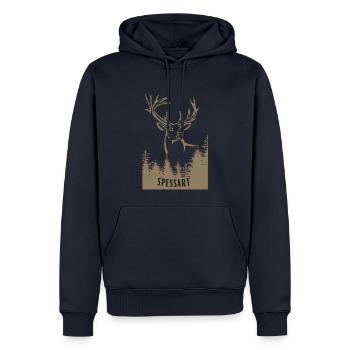 Spessart Hirsch - Männer Premium Bio Hoodie - Navy - Vorne - Nico (187cm)