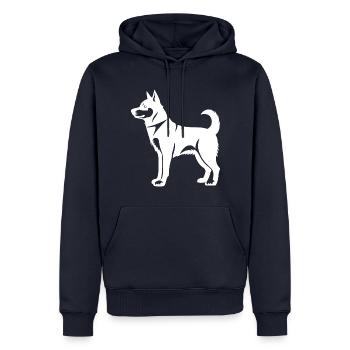 Husky Hund Silhouette - Männer Premium Bio Hoodie - Navy - Vorne - Nico (187cm)