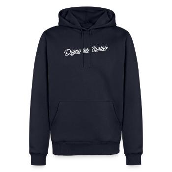 Digne les bains - Sweat à capuche Premium bio Homme - bleu marine - Devant - Nico (187cm)