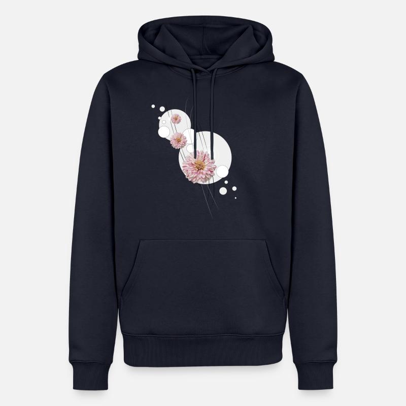 Dahlia fleurit gris - Sweat à capuche Premium bio Homme - bleu marine