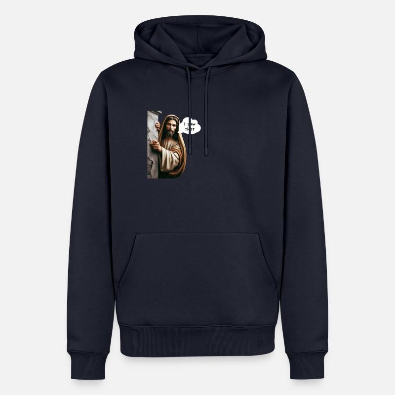 Jésus "J'ai vu ça" meme - Sweat à capuche Premium bio Homme - bleu marine