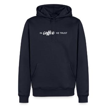 In coffee we trust - Men’s Premium Organic Hoodie - navy - Front - Nico (187cm)