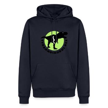 tyrannosaurus_rex_e_3c - Männer Premium Bio Hoodie - Navy - Vorne - Nico (187cm)