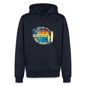 Psychologue Retraité surfeur for ever - Sweat à capuche Premium bio Homme - bleu marine - Devant - Nico (187cm)