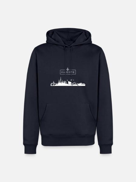 Skyline Hansestadt Hamburg, HH, Stadt, Deutschland - Männer Premium Bio Hoodie - Navy