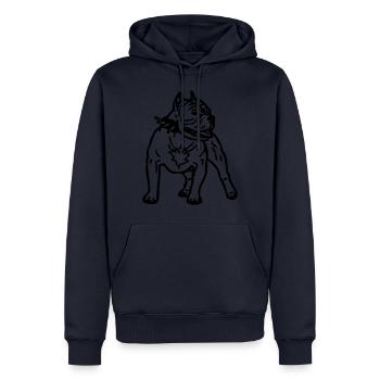 bullypitbull_001 - Sweat à capuche Premium bio Homme - bleu marine - Devant - Nico (187cm)