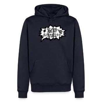 Comic Curses, Symbols Cartoon, Skull, Book, Words - Men’s Premium Organic Hoodie - navy - Front - Nico (187cm)