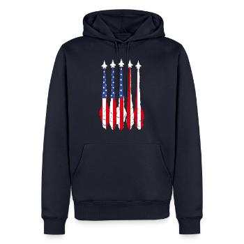 American Flag USA Airplane Jet Fighter 4th July Pa - Männer Premium Bio Hoodie - Navy - Vorne - Nico (187cm)