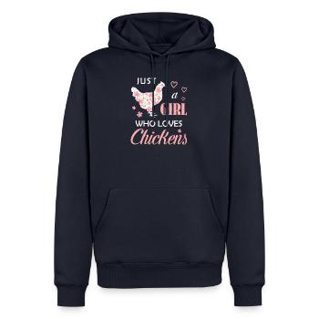 Just a Girl Who Loves Chickens Chicken Flowers Far - Männer Premium Bio Hoodie - Navy - Vorne - Nico (187cm)