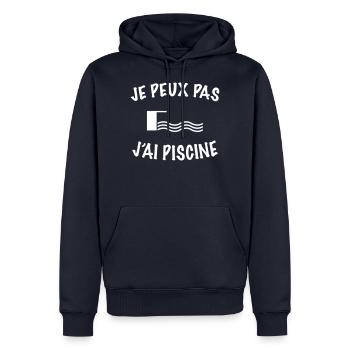 Je peux pas j'ai piscine - Sweat à capuche Premium bio Homme - bleu marine - Devant - Nico (187cm)