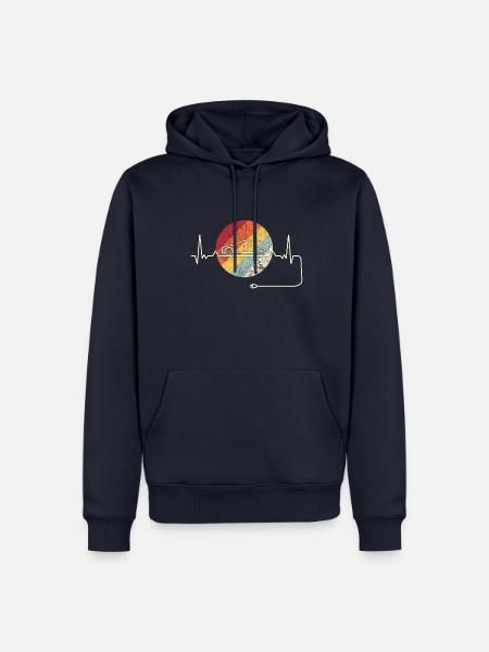 Herzschlag für Elektroauto retro Elektromobilität - Männer Premium Bio Hoodie - Navy