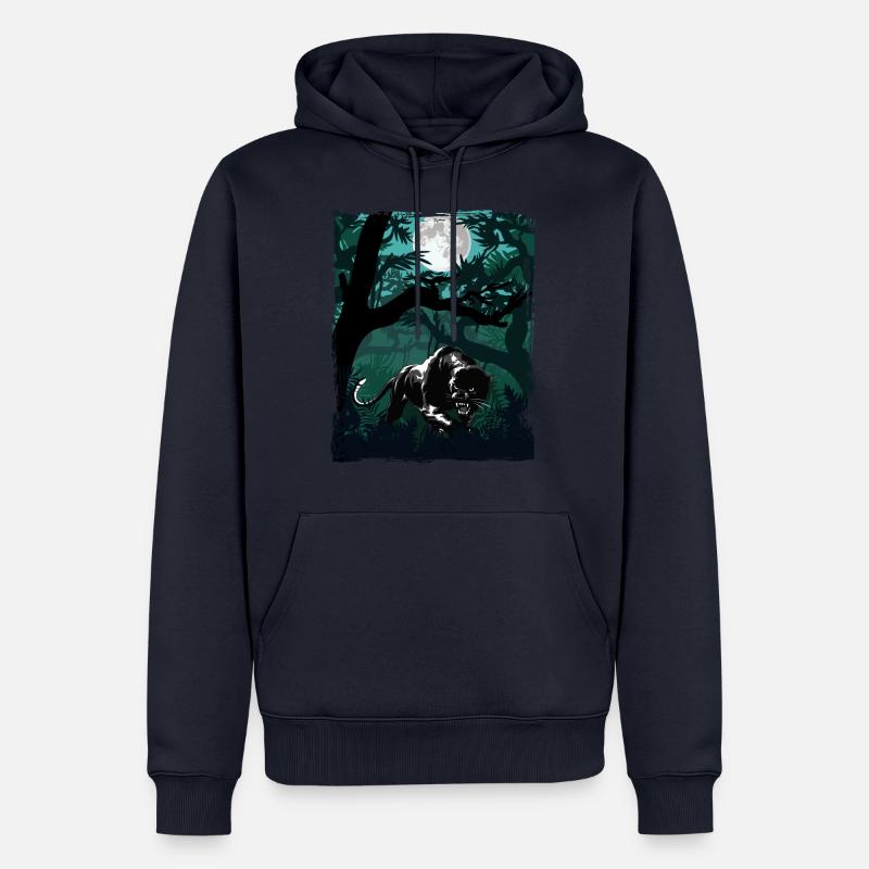 Panthère noire dans la jungle - Sweat à capuche Premium bio Homme - bleu marine