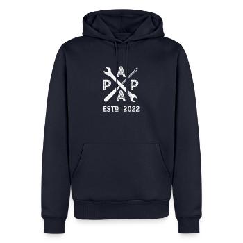 Vintage Papa Handwerker Baby Est 2022 Geschenk - Männer Premium Bio Hoodie - Navy - Vorne - Nico (187cm)