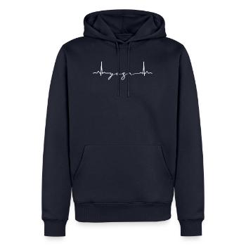 EKG PULELINE - Heartbeat Yoga Spirituell - Männer Premium Bio Hoodie - Navy - Vorne - Nico (187cm)