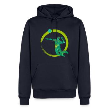 Volleyeur E 71 - Sweat à capuche Premium bio Homme - bleu marine - Devant - Nico (187cm)