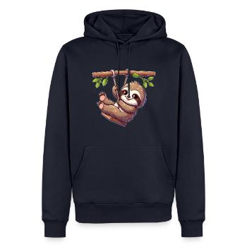 Drôle paresseux balançoire aire de jeux dessin animé Spa - Sweat à capuche Premium bio Homme - bleu marine - Devant - Nico (187cm)