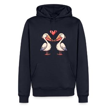 Pelikan Paar Liebe Valentinstag - Männer Premium Bio Hoodie - Navy - Vorne - Nico (187cm)