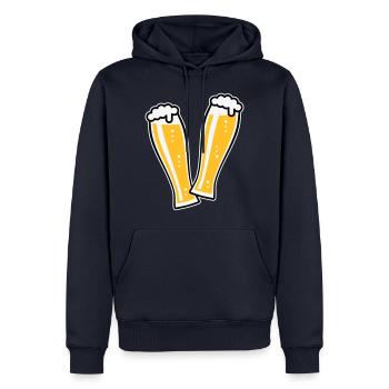 2 verres à bière de blé toast (bière de blé / 3C) - Sweat à capuche Premium bio Homme - bleu marine - Devant - Nico (187cm)